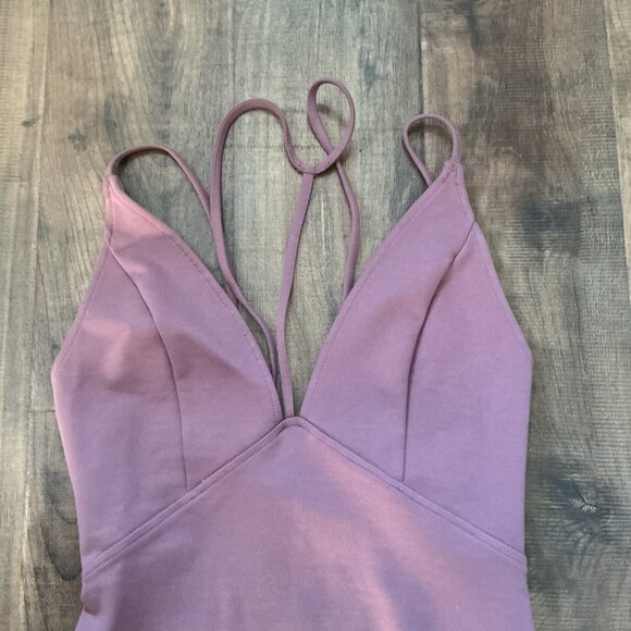 Tobi Dusty Rose Bodycon Mini Dress | Plunge Neck | Spaghetti Strap | Size Small - Picture 5 of 9